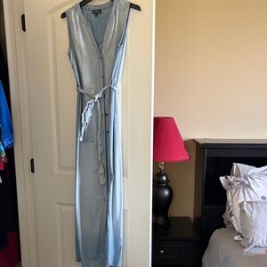 Luxology Sky Blue Button-Down Maxi Dress